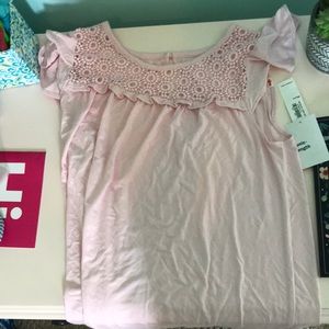 Old Navy Pink Floral Ruffle Tunic Top Kid Size: 14